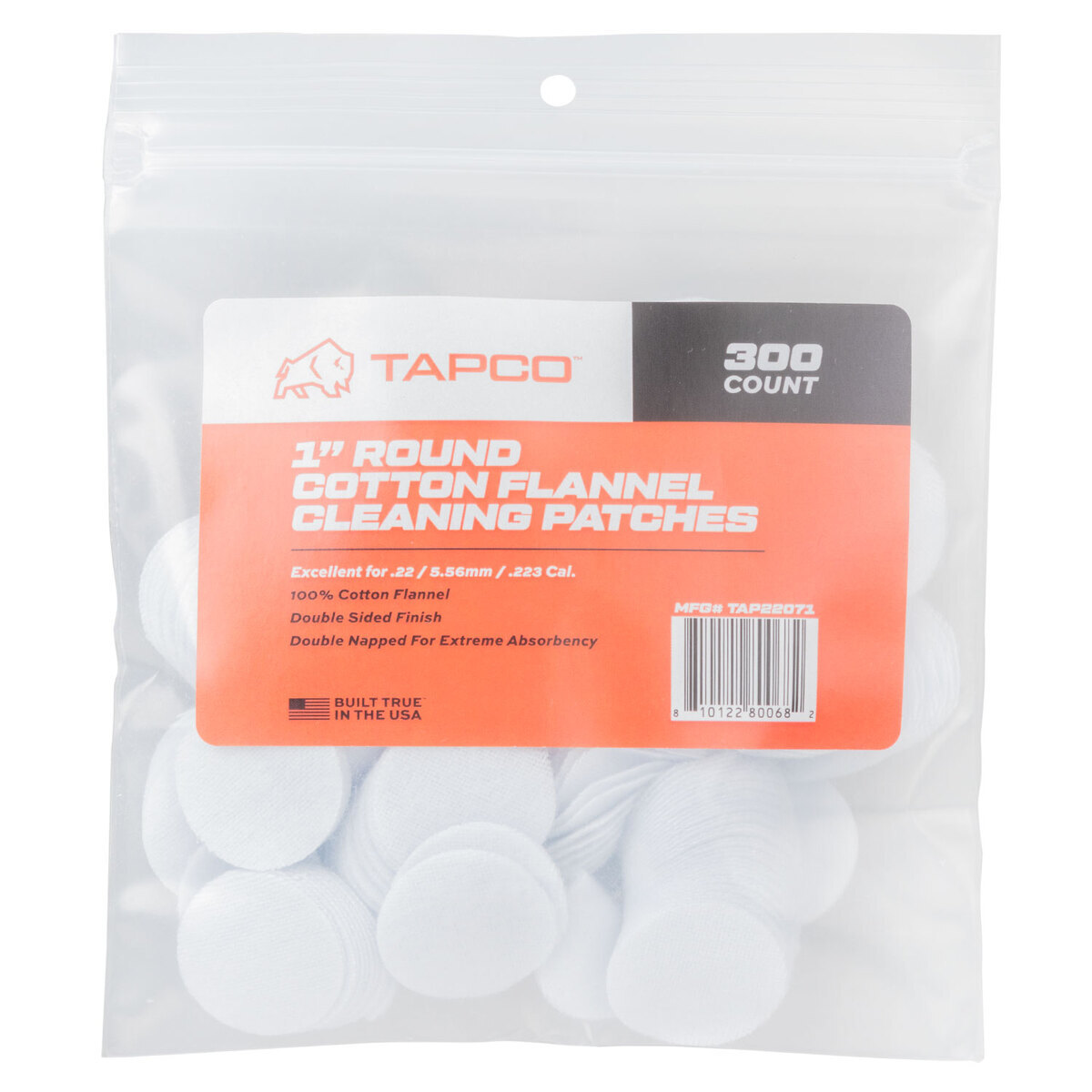 TAPCO 1 in Round Patches - .22 Cal to .270 Cal - 300 Count TAPCO 1 in Round Patches - .22 Cal to .270 Cal - 300 Count