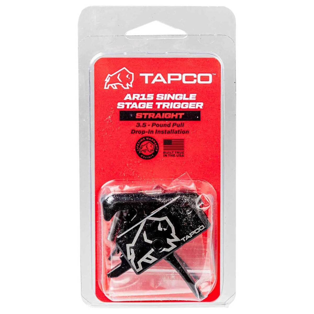 TAPCO AR-15 Single Stage Rifle Trigger - Straight - Black TAPCO AR-15 Single Stage Rifle Trigger - Straight - Black